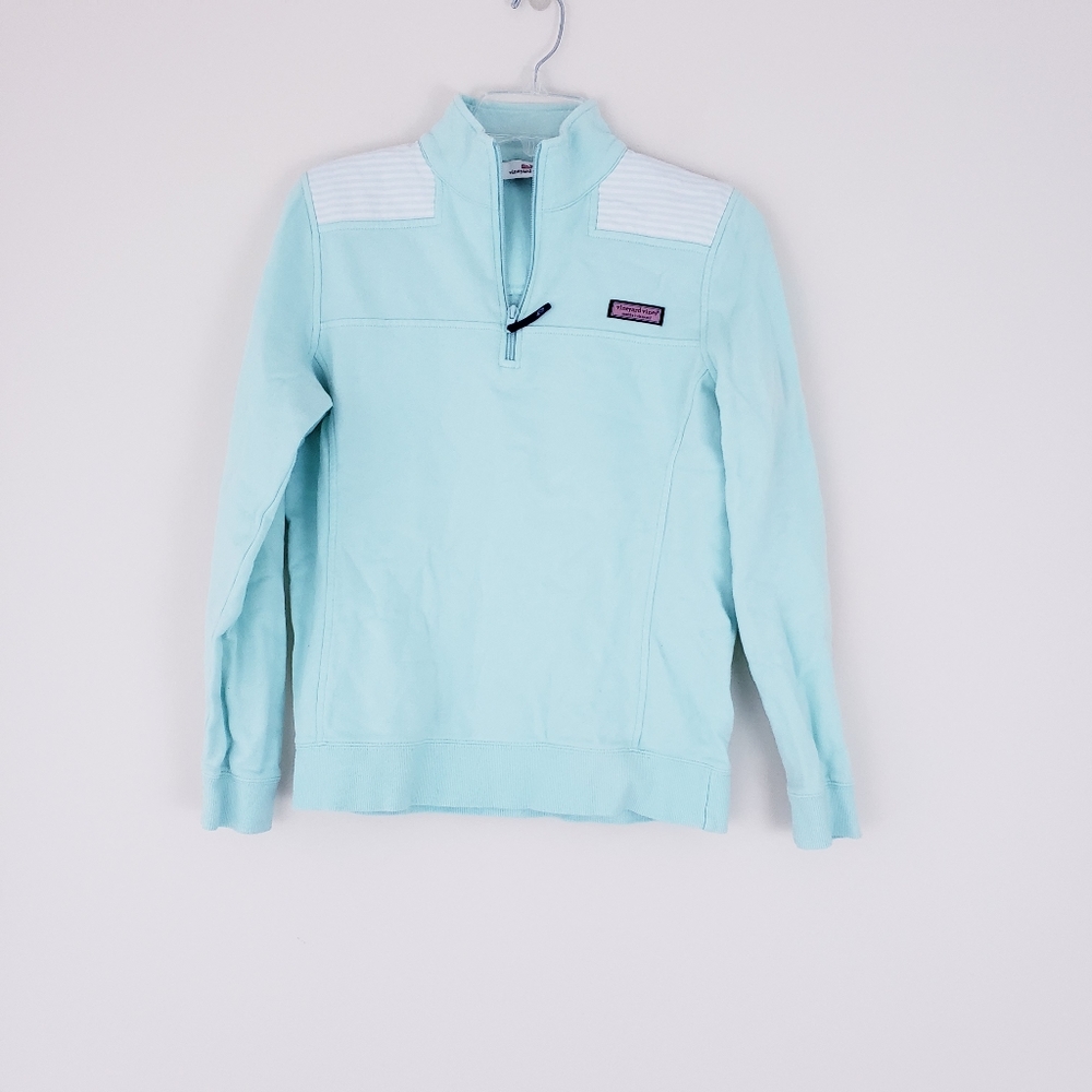 Vineyard Vines Mint Green Quarter Zip Sweatshirt Pullover Oxford Stripes Small